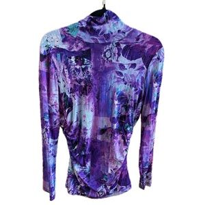 Purple Abstract Women's Mesh Top